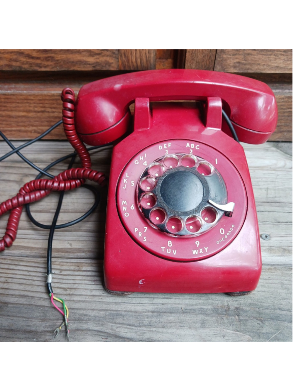 Vintage Red Rotary Dial Telephone Western Electric Bell System Phone Model 500